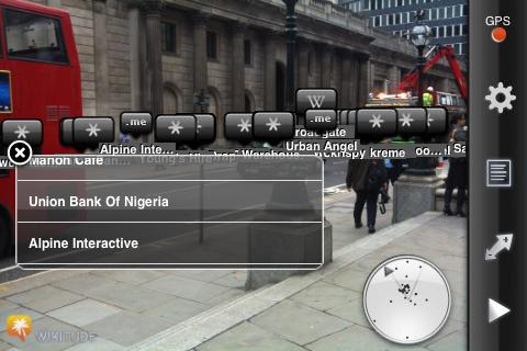 Wikitude augmented reality browser in London (step 2 of 4)