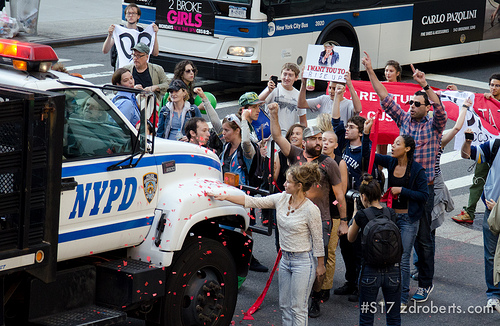 Protesters Glitter Bomb an NYPD Truck - Courtesy of Zach D. Roberts, zdroberts.com