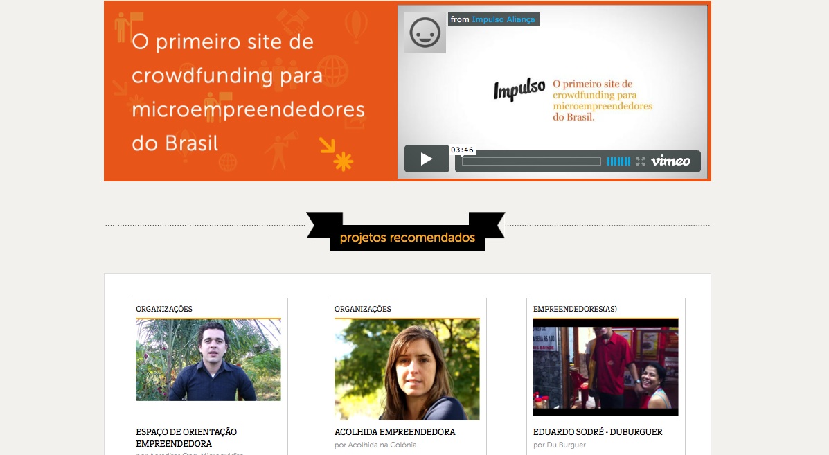 Impulso Crowdfunding Portal's homepage 
