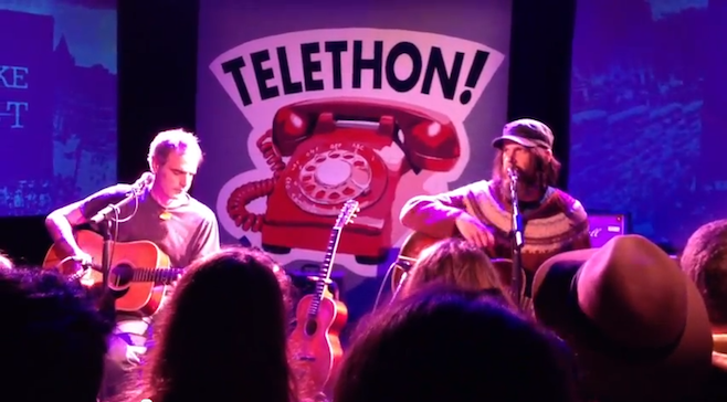 Jeff Mangum and Guy Picciotto play at the People's Bailout