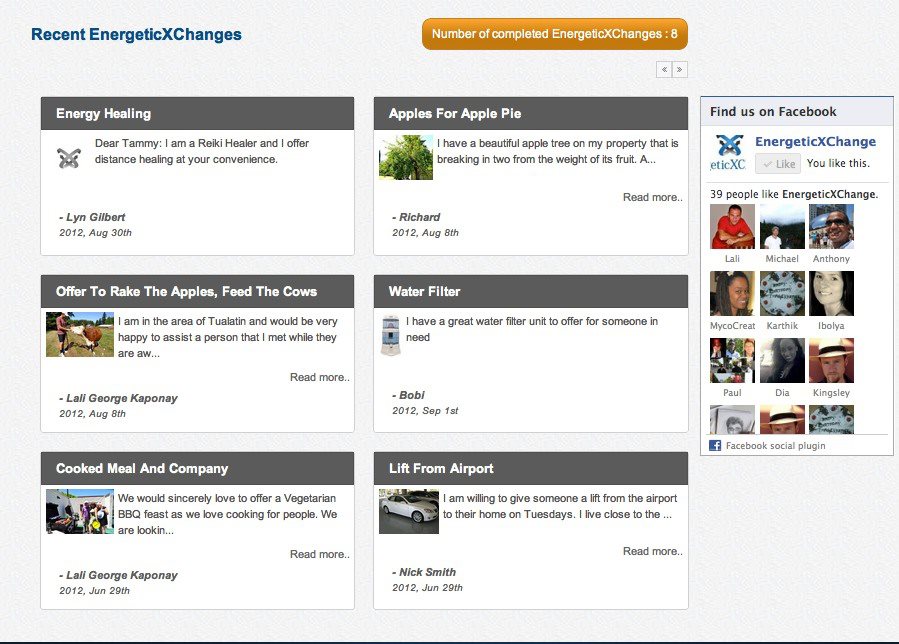 The exchange page of EnergeticXChange.