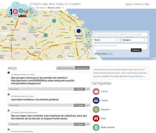 A screenshot of the 10.000 ideas platform