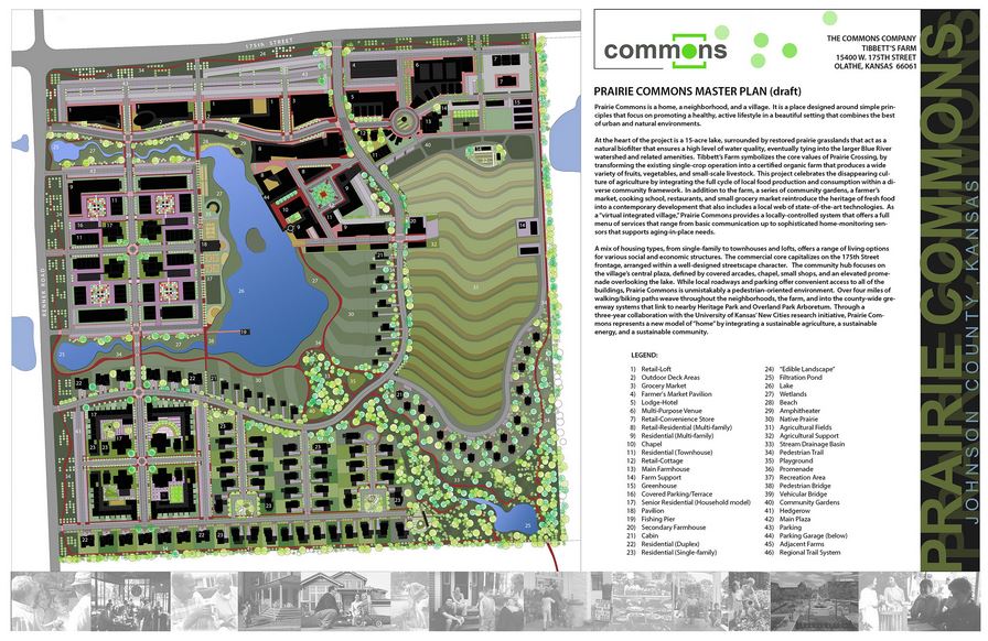 Prarie Commons will be a pedestrian-friendly development built around a 15-acre lake in Olathe, Kansas