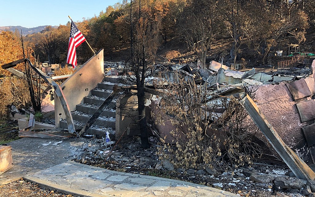 Remains of a burned building