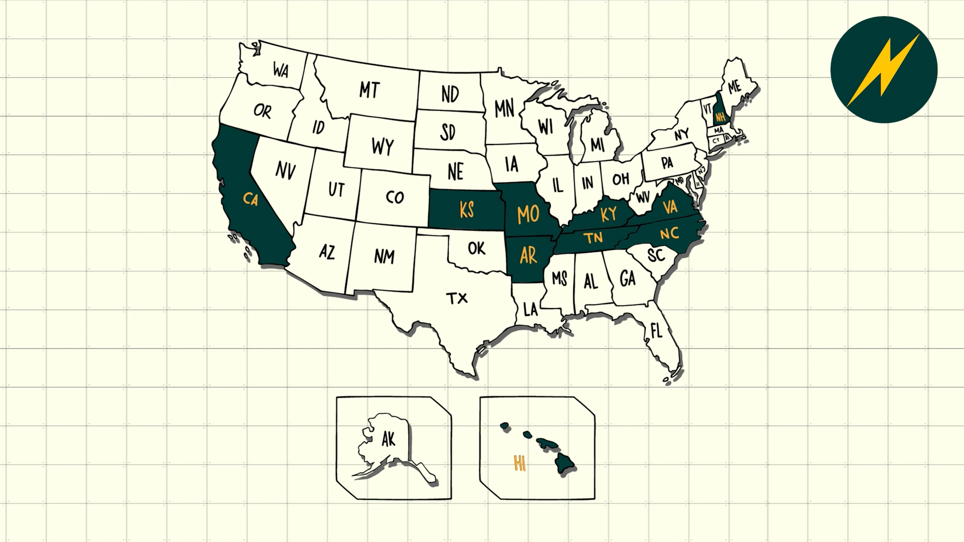 Map of states with inclusive utility investments