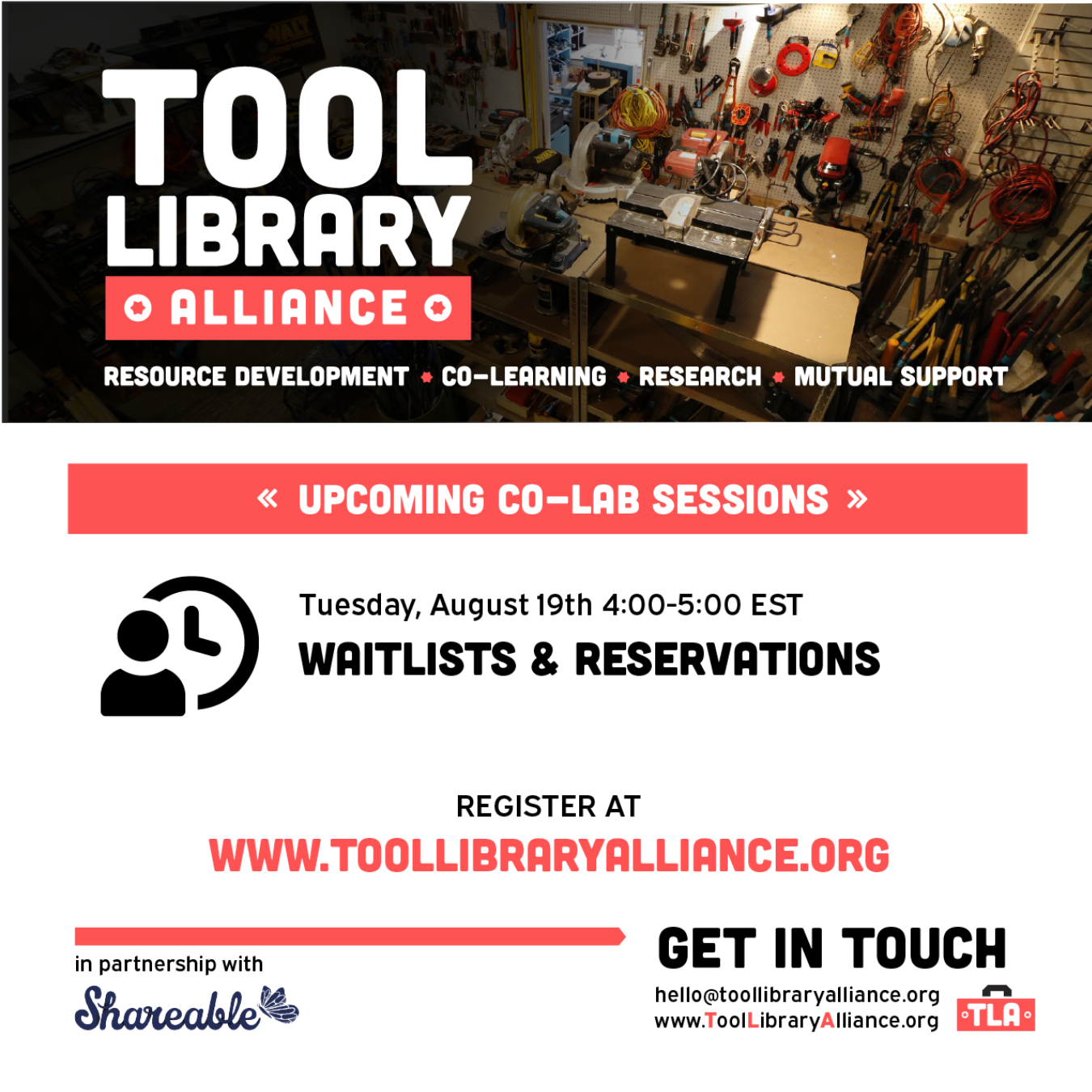 Flyer for Library of Things Wait lists & Reservations