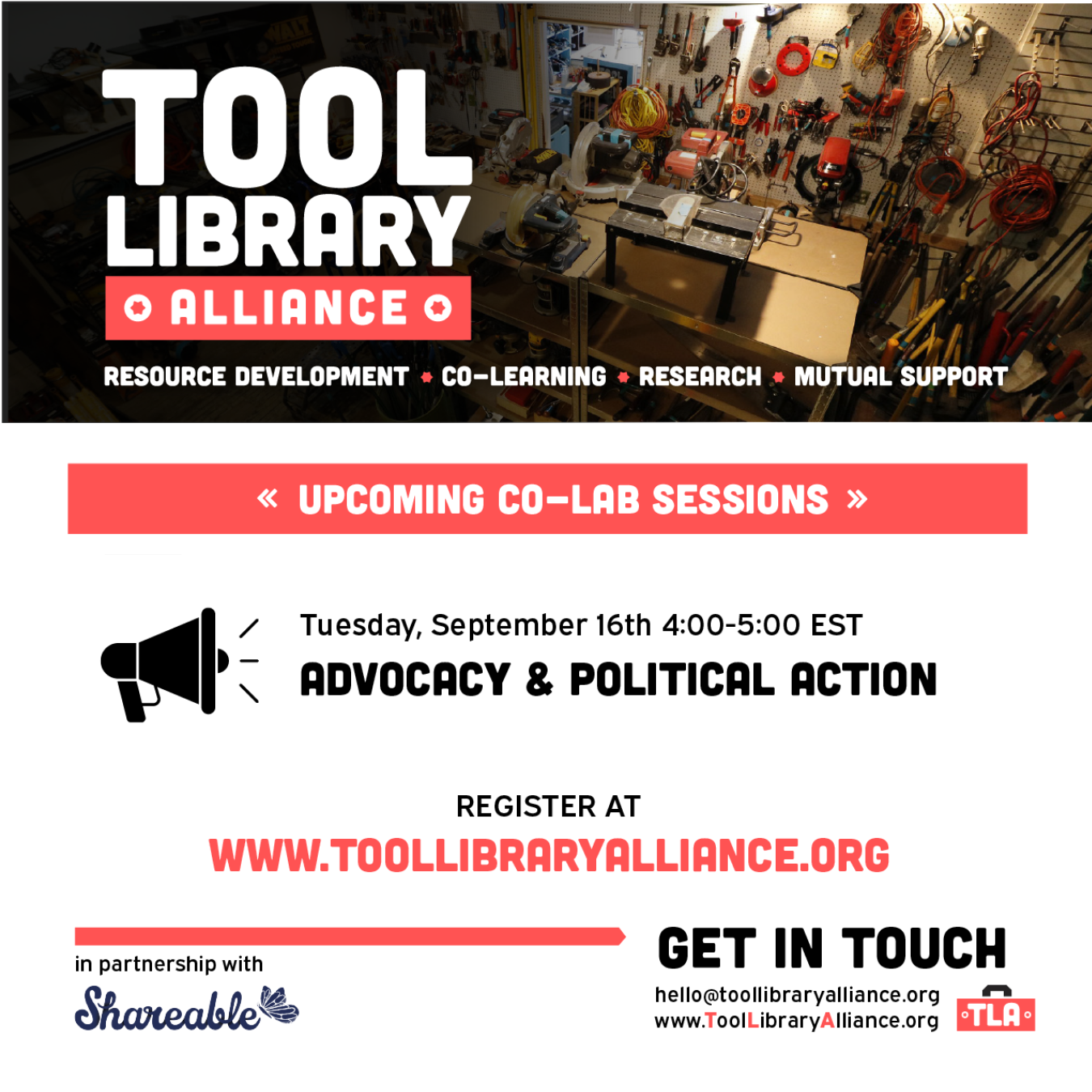 Flyer for Library of Things: Advocacy & Political Action