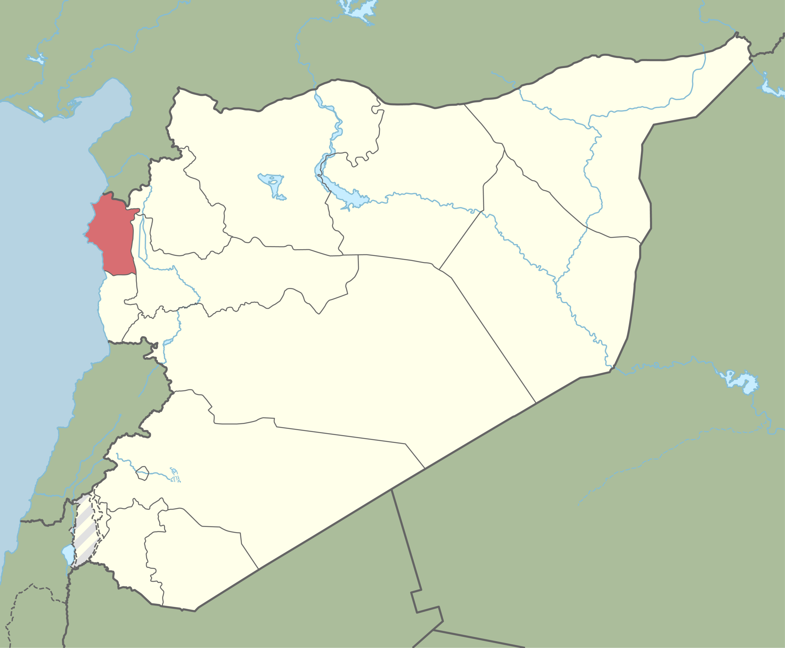 Map of Syria with the Latakia Province highlighted 